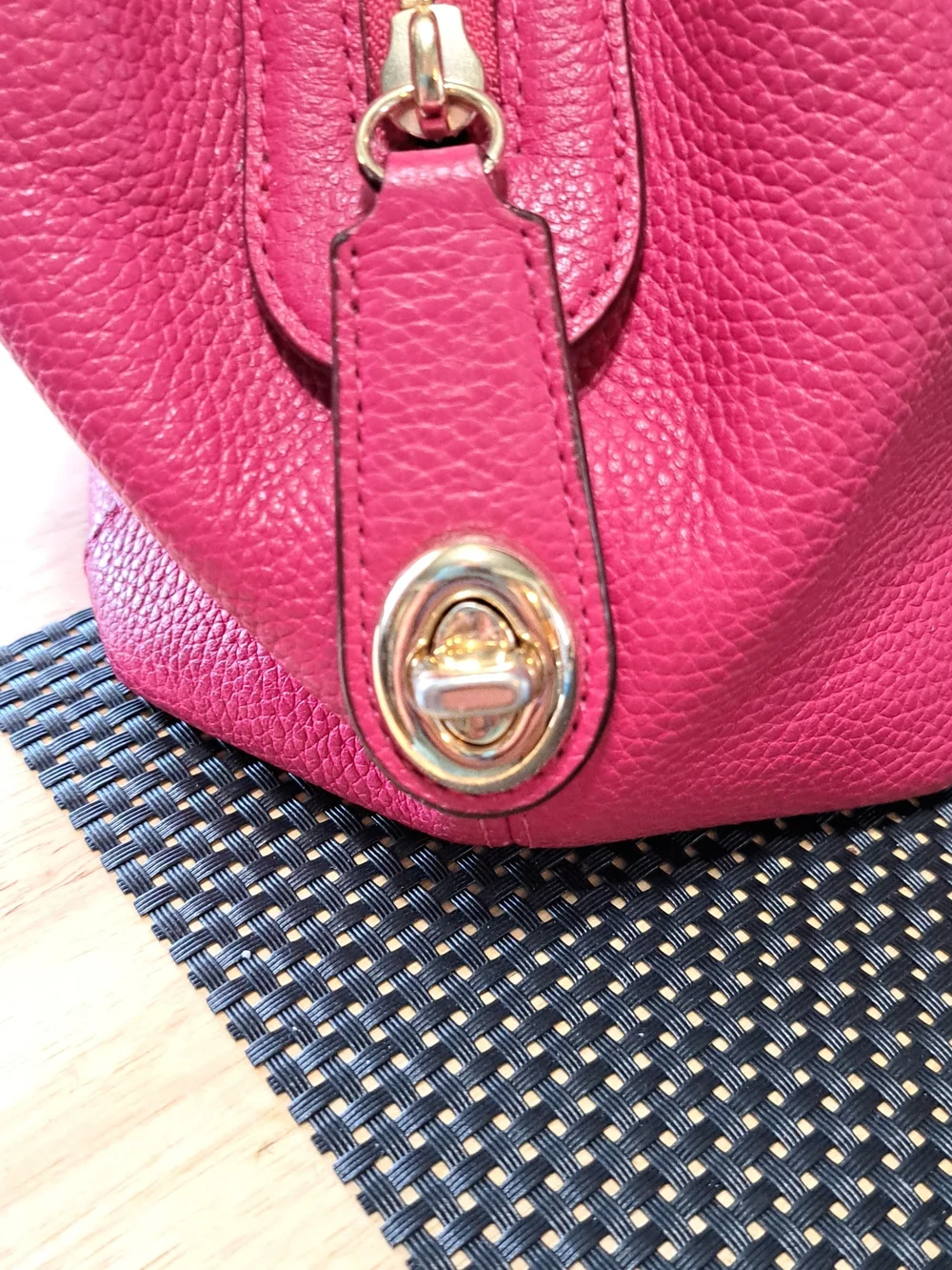 Coach Pebbled Leather Shoulder Bag in Fuchsia Pink